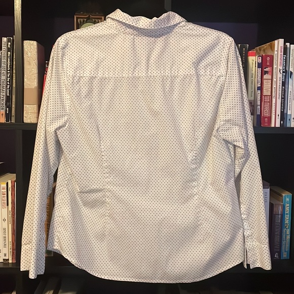 Apt. 9 Large Petite White and Black Polka Dot Button Up Shirt - Picture 2 of 5